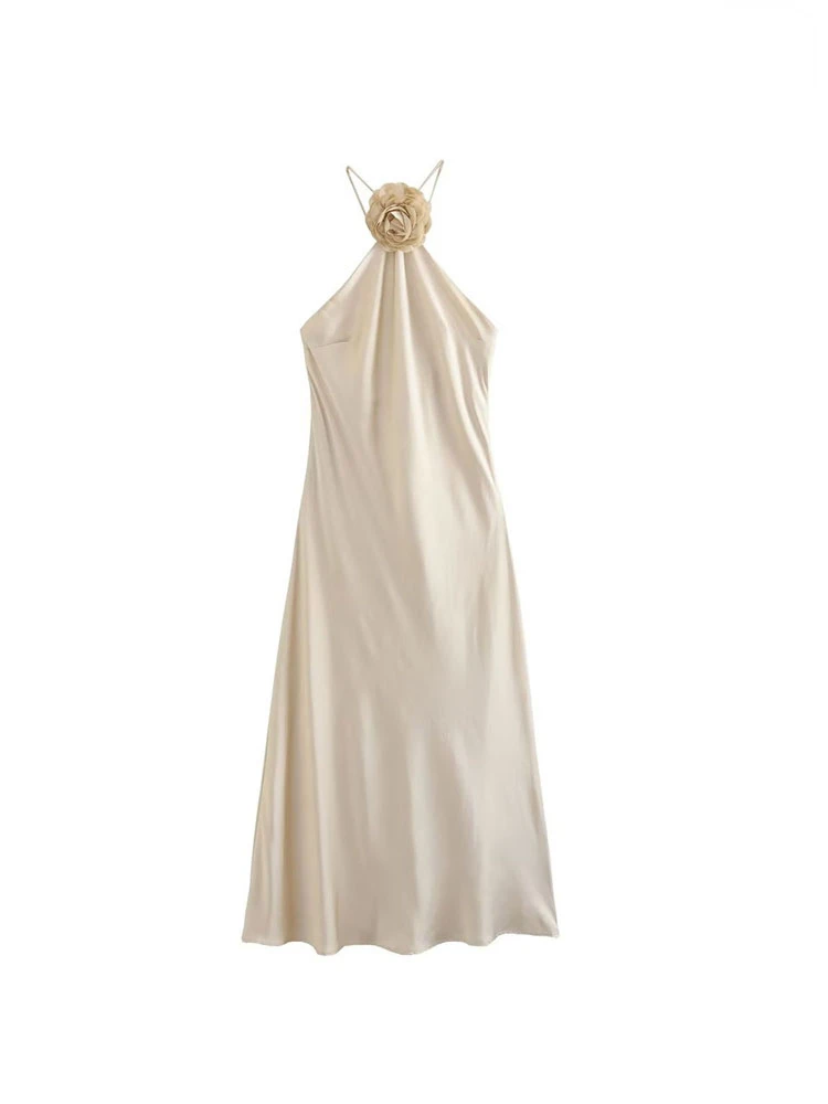 2023 TRAF Women Fashion Floral Appliques Midi Dress Sexy Backless Tied Halter Neck Female Dresses Vestidos Mujer Casual Clothes
2023 TRAF Women Fashion Floral Appliques Midi Dress Sexy Backless Tied Halter Neck Female Dresses Vestidos Mujer Casual Clothes