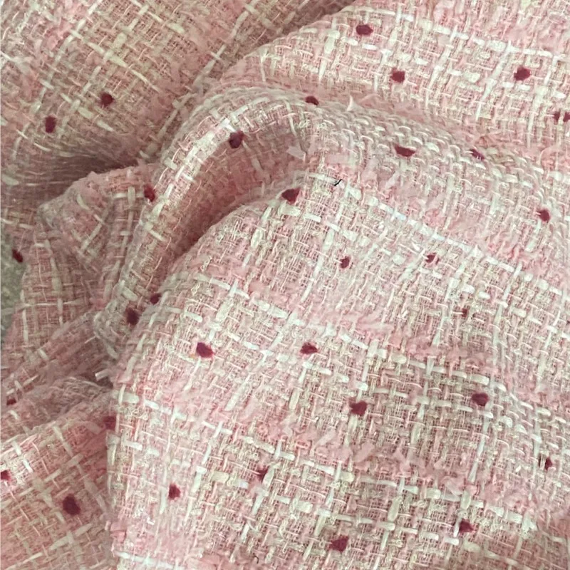 

Pink tweed fabric Wide 100cm x 150cm ladies tweed fabric Woven Vintage Circle Coarse Tweed Diy Coat Suit