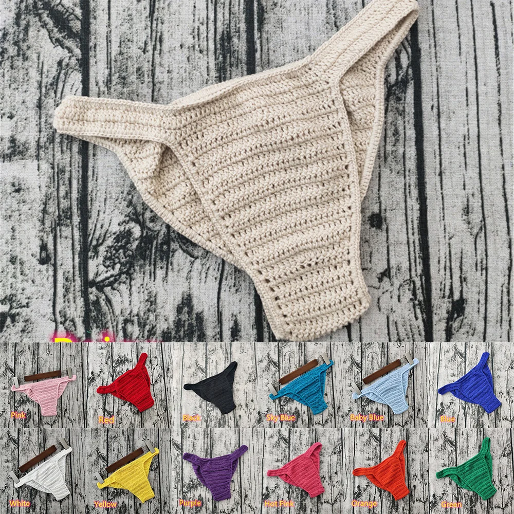 

2023 Men Women Breathable Underwear Hand Crochet Low Rise Gstring Swimming Sunbathing Thong Sissy Panties