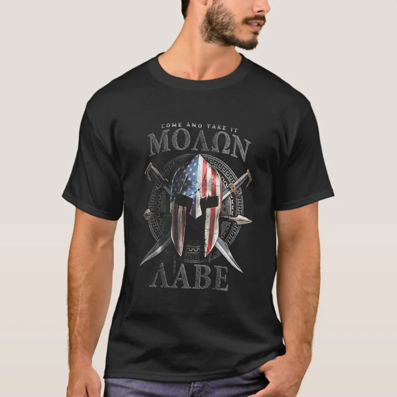 

Come and Take It USA Spartan Molon Labe футболка, 100% хлопок, с круглым вырезом, летняя повседневная мужская футболка с коротким рукавом