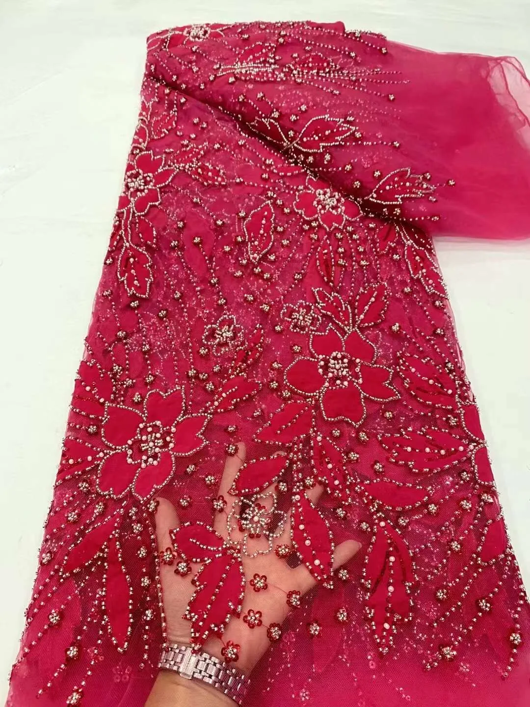 French Lace Fabric Higsh Quality Red Beaded Fabric Luxury Dubai Lace Fabric 2024 High Quality Elegant Women Dresses Wp306-2
French Lace Fabric Higsh Quality Red Beaded Fabric Luxury Dubai Lace Fabric 2024 High Quality Elegant Women Dresses Wp306-2