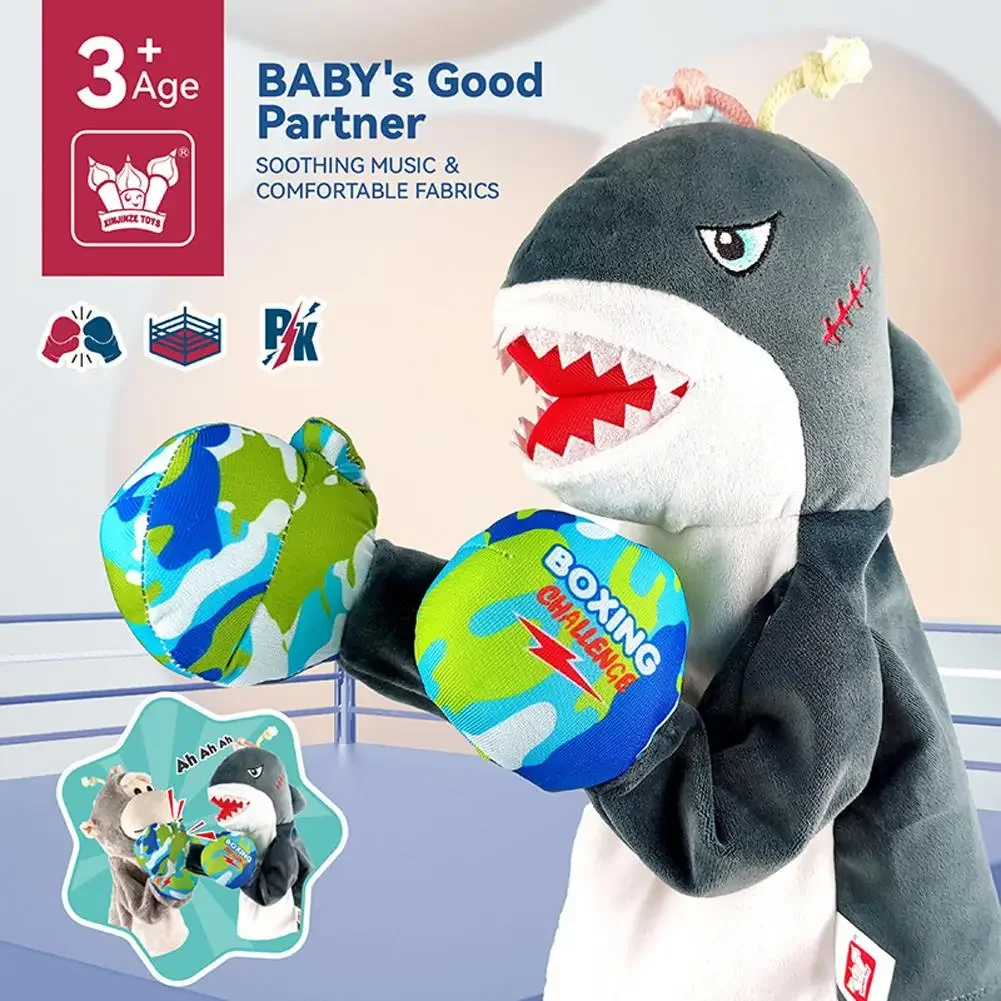 

Kawaii Boxing Fighting Shark Monkey Boxer Plush Animals Toy Hand Puppet for Parent-child Interaction Best Birthday Gift for Kids