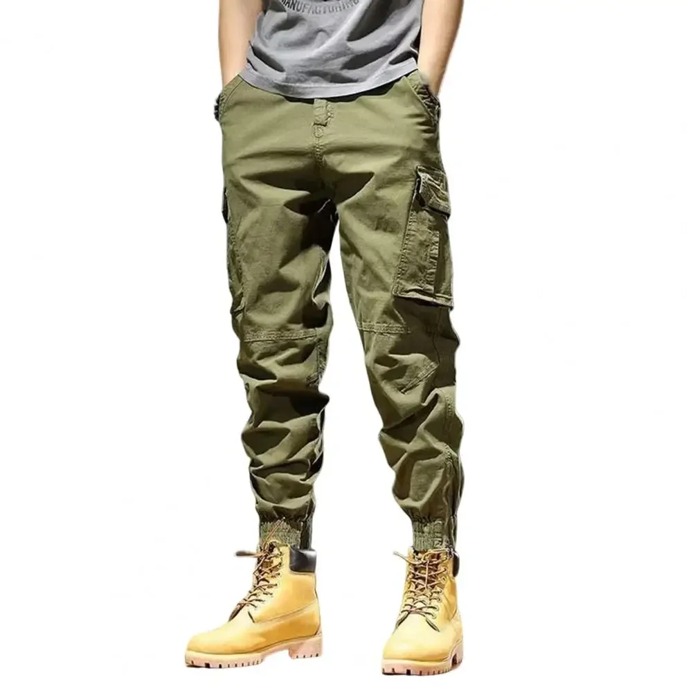 

Casual Men Cargo Pants Multiple Pockets Streetwear Bottoms Washable Relaxed Fit Cargo Pants