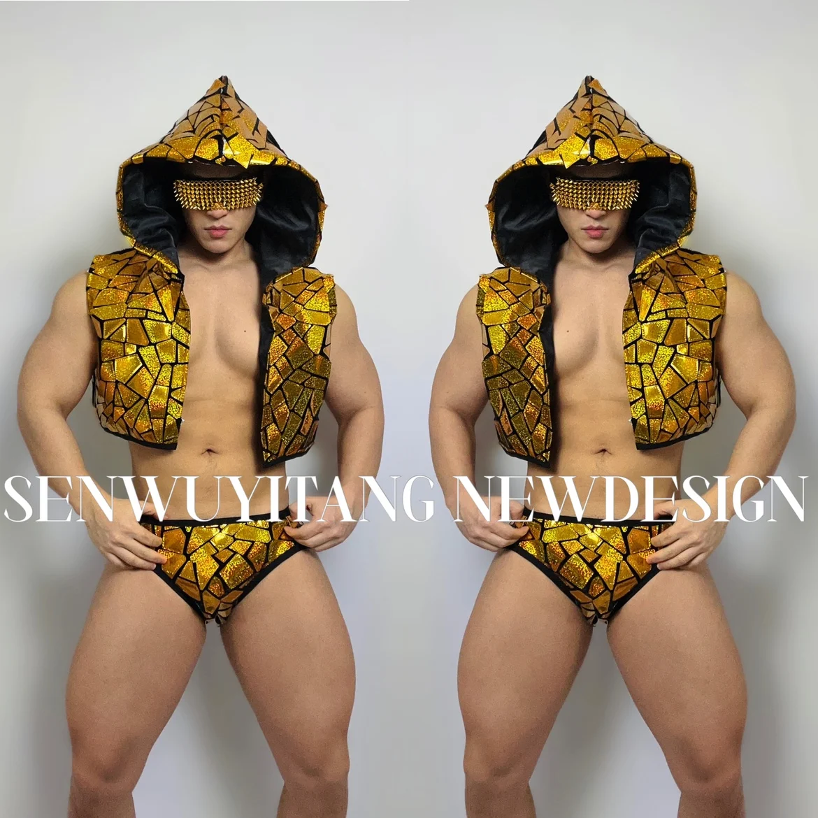 Golden Nail mirror person laser dance theme party male and female singers nightclub bar Gogo golden lens vest stage costume
Golden Nail mirror person laser dance theme party male and female singers nightclub bar Gogo golden lens vest stage costume