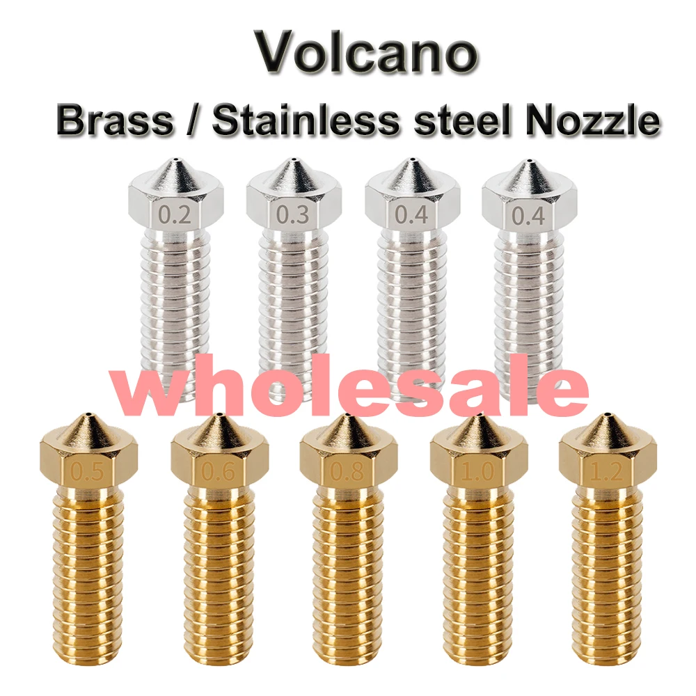 

10/20pcs Wholesale E3D Volcano Stainless Steel Nozzles Brass Nozzle M6 Thread 3D Printer Hotend 0.2mm-1.2mm For 1.75mm Filament