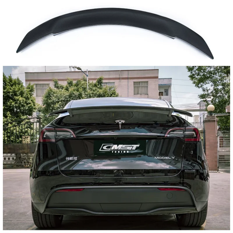 

High Quality Carbon fiber Rear Trunk Lip Spoiler Splitters Wing Fits For Tesla Model Y 2019 2020 2021 2022+