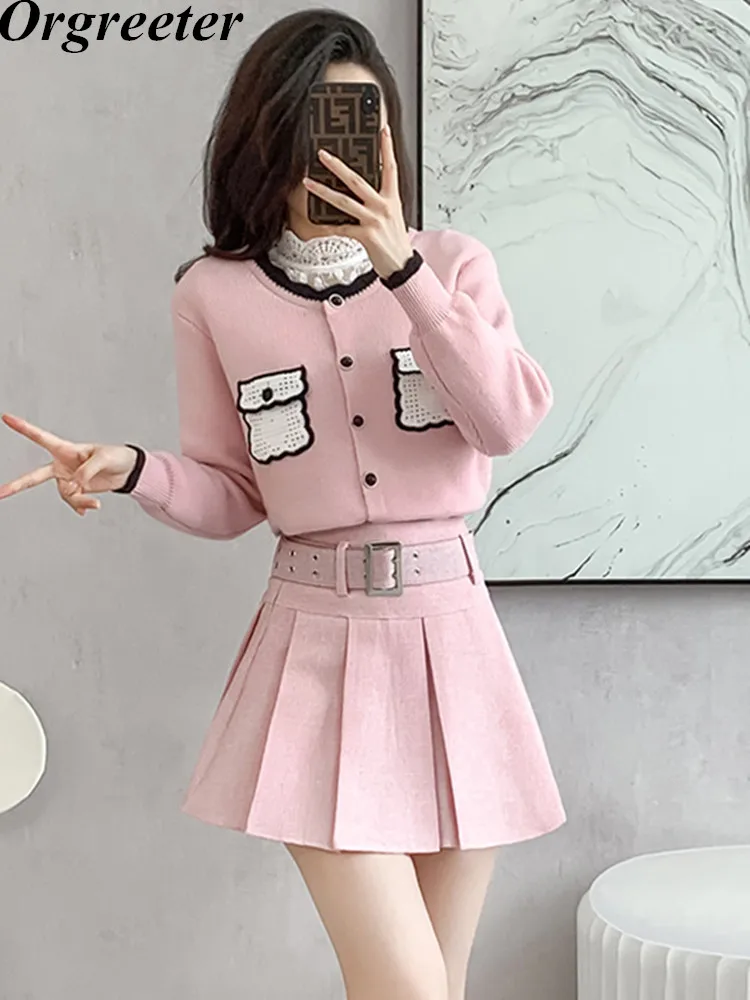 Sweet Color Collision Knitted Cardigan Two Piece Set Women's Outfits New Sweater Jacket Mini Skirts Suits 2 Piece Student Sets
Sweet Color Collision Knitted Cardigan Two Piece Set Women's Outfits New Sweater Jacket Mini Skirts Suits 2 Piece Student Sets