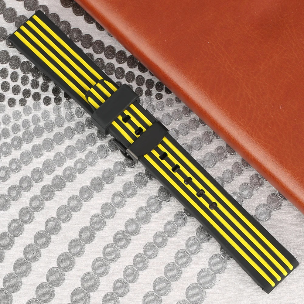 Сменный желтый ремешок для часов 20 мм 22 мм 24 мм, скрытая застежка, браслет из натурального силикона, черный браслет 
Сменный желтый ремешок для часов 20 мм 22 мм 24 мм, скрытая застежка, браслет из натурального силикона, черный браслет