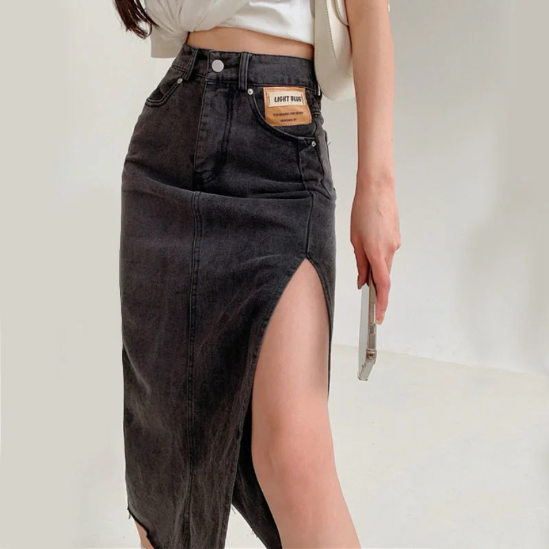 Slit Women Denim Skirt High Waist Summer Tassel Loose A Line Jeans Long Skirt Causal Korean Black Fashion Cotton Skirts
Slit Women Denim Skirt High Waist Summer Tassel Loose A Line Jeans Long Skirt Causal Korean Black Fashion Cotton Skirts
