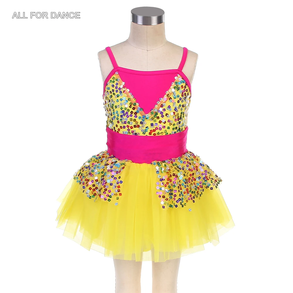 

17047 Colorful Sequin Bodice Tutu Dress for Kids Dance Show Performance Ballerina Costume Girls Leotard Dress Ballet Tutus