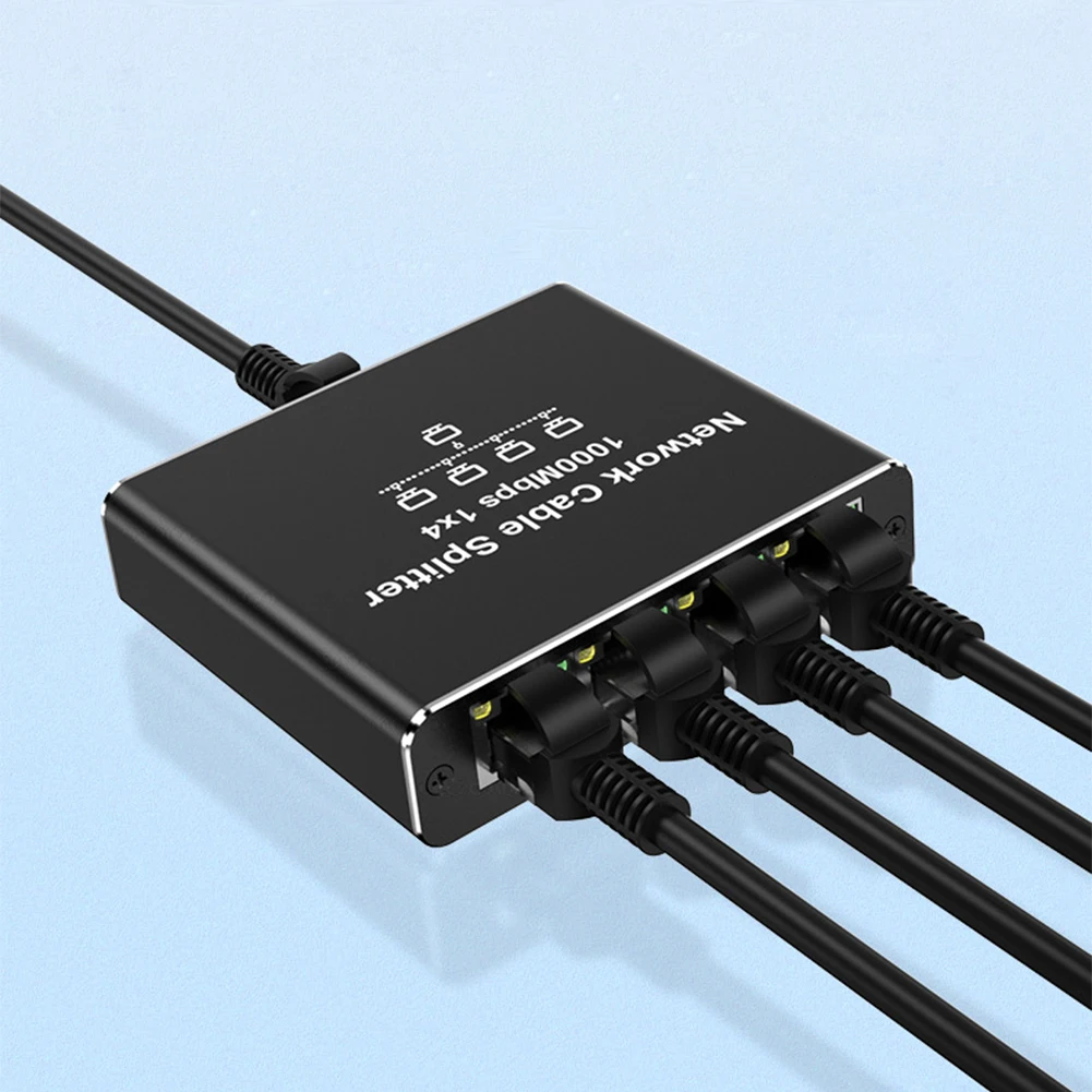 Sef8b5947492c47c5b52212a7a1fcaaabM MZX 1 in 4 out 1000Mbps Gigabit Network Hub RJ45 Ethernet Splitter Connector 1000M Networking Adapter PC Computer Cat6/7/8 Cable