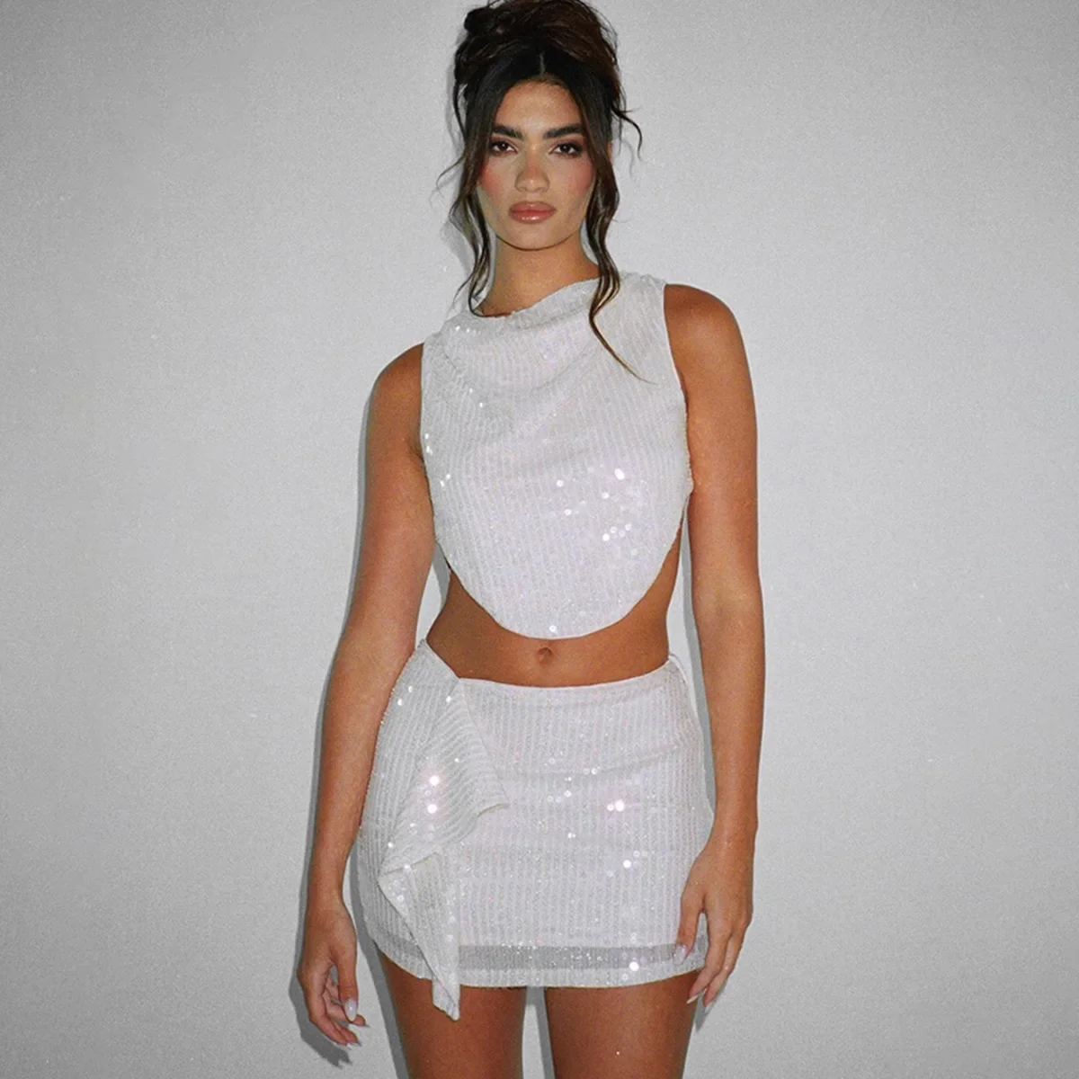 Sladuo Women's Sequin Sexy Backless Sleeveless Two Piece Mini Dress Vestidos Summer Celebrity Evening Party Dress
Sladuo Women's Sequin Sexy Backless Sleeveless Two Piece Mini Dress Vestidos Summer Celebrity Evening Party Dress