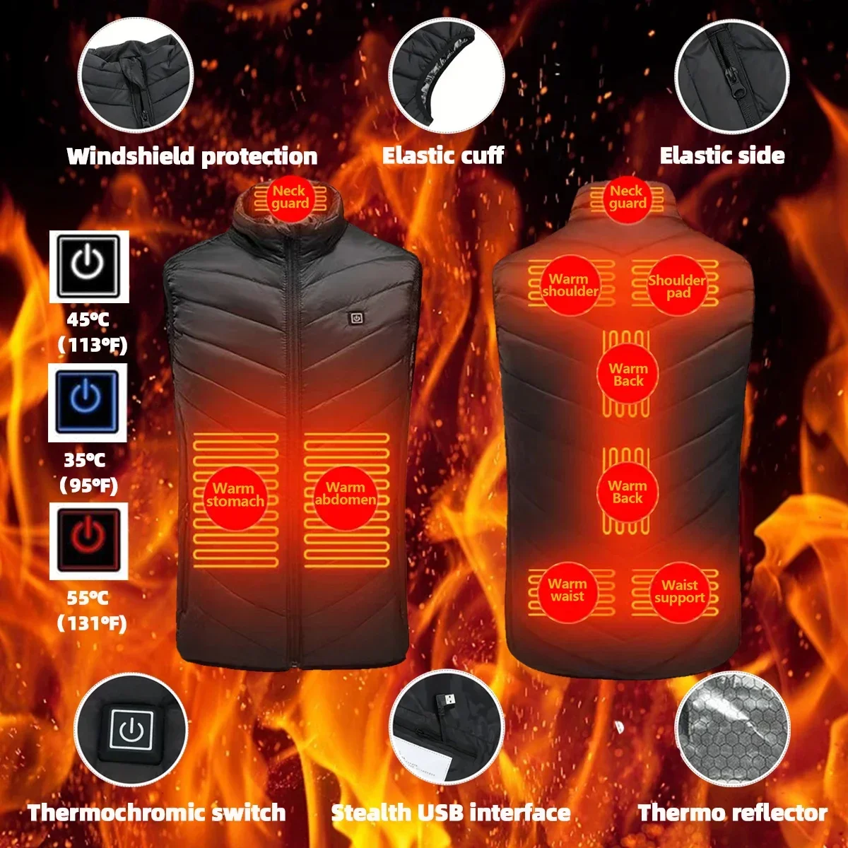 9 Areas Heated Vest Men Women Usb Heated Jacket Black Heating Vest Thermal Clothing Hunting Vest Winter Heating Jacket S-2XL
9 Areas Heated Vest Men Women Usb Heated Jacket Black Heating Vest Thermal Clothing Hunting Vest Winter Heating Jacket S-2XL