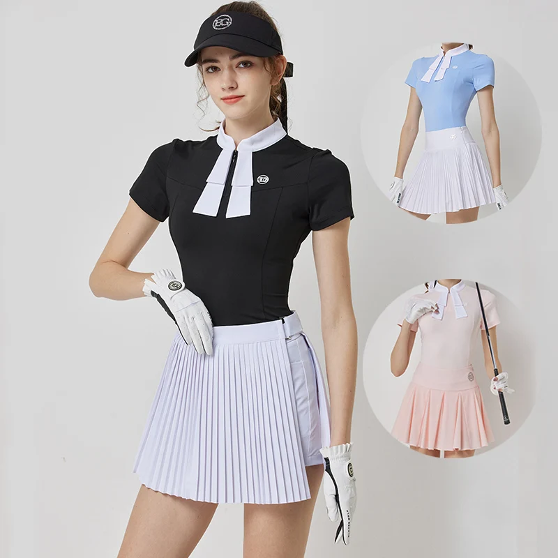 Blktee Dry Fit Golf Apparel Lady Training Tops with Tie Short-sleeve Shirt Women Pleated Anti-light Skirt A-lined Skorts Sets
Blktee Dry Fit Golf Apparel Lady Training Tops with Tie Short-sleeve Shirt Women Pleated Anti-light Skirt A-lined Skorts Sets