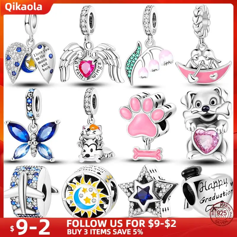 

New in S925 Sterling Silver Pink Lily Of The Valley Charms Fit Pandora Bracelet DIY Bead Pendant Woman Jewelry 2023 Hot Sale