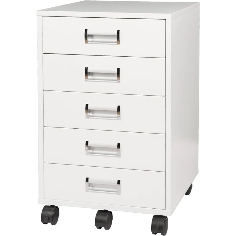 

TOPSKY 5 Drawer Mobile Cabinet Fully Assembled Except Casters Built-in Handle (White) Metal Filing Cabinet Sideboard