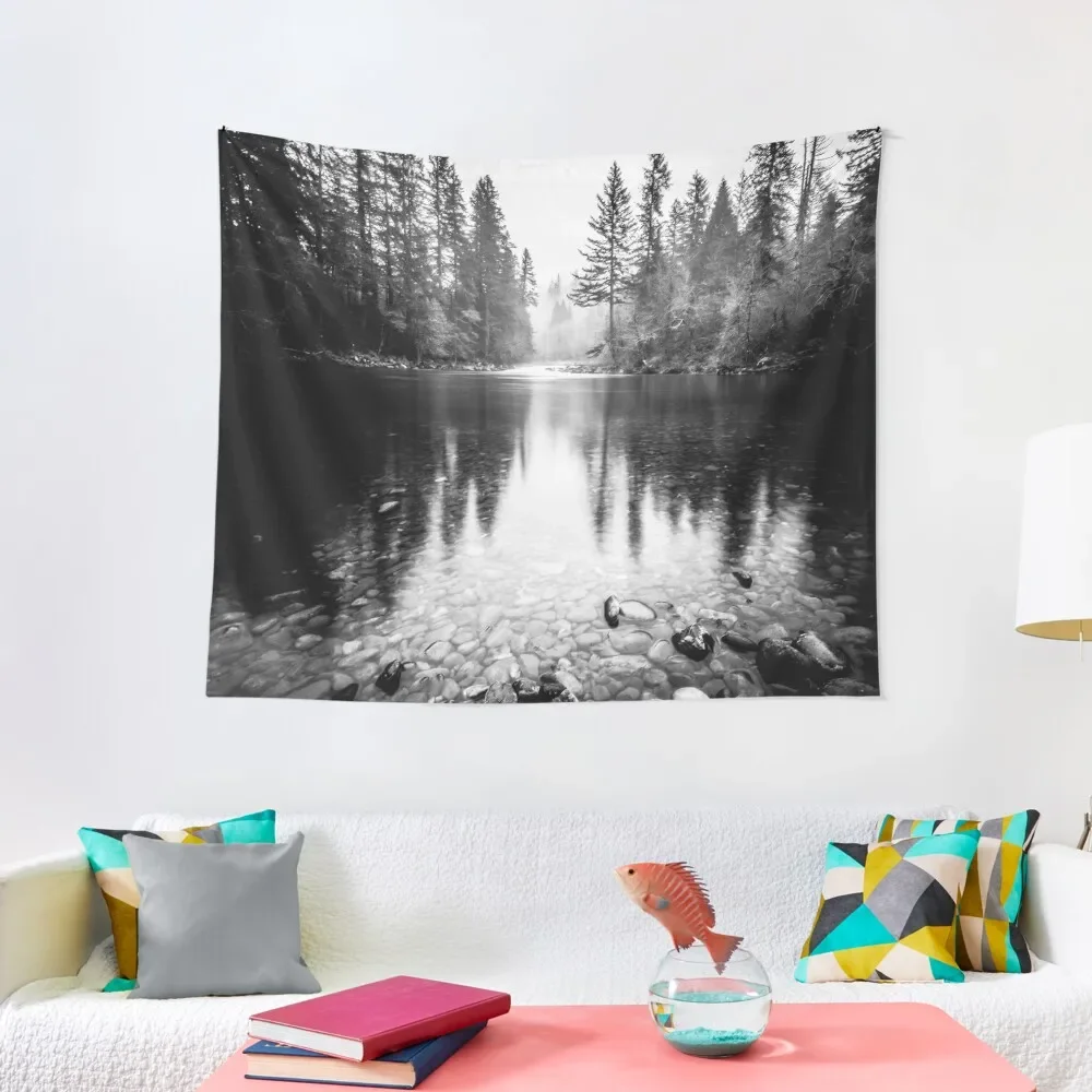 

Forest Reflection Lake - Black and White Nature Water Reflection Tapestry Decorative Wall Murals Decor Home Tapestry