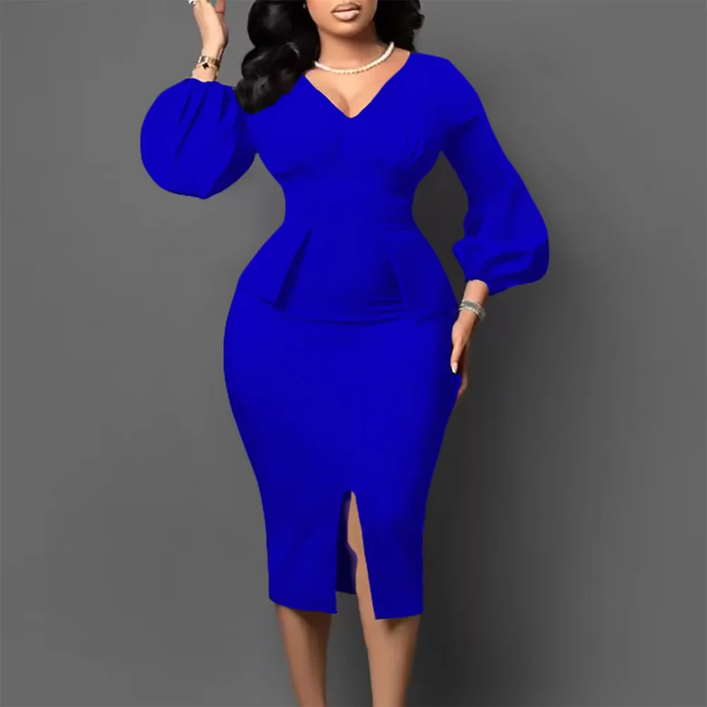 Elegant Office Dress for Women Professional V Neck Full Sleeve High Waisted Bodycon Mid Calf Fashion Business Work Dress Midi OL
Elegant Office Dress for Women Professional V Neck Full Sleeve High Waisted Bodycon Mid Calf Fashion Business Work Dress Midi OL