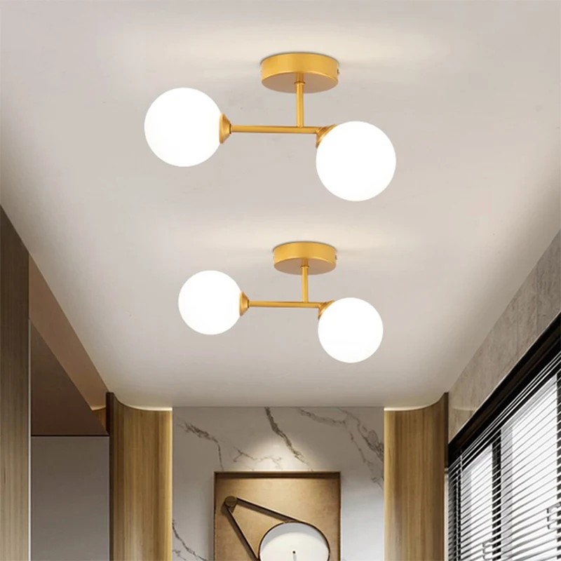 

Modern Glass Ceiling Light Minimalist Black Gold 1/2 Heads Indoor Lighting For Hallway Aisle Balcony Entryway Cloakroom Fixtures