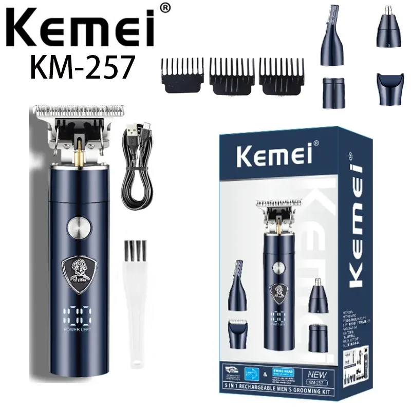 

5 In 1 Cordless Electric Hair Trimmer Set Hair Shaver Nose Trimmers Kit KM-257 Hair Trimmer Clipper Set For Men kemei barber