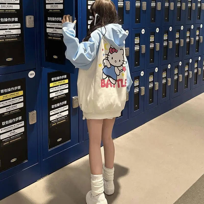 Anime Kawaii MINISO Hello Kitty Cardigan Zipper Jacket Y2K Cartoon My Meldoy Girl Heart Color Block Printing Hooded Sweater
Anime Kawaii MINISO Hello Kitty Cardigan Zipper Jacket Y2K Cartoon My Meldoy Girl Heart Color Block Printing Hooded Sweater