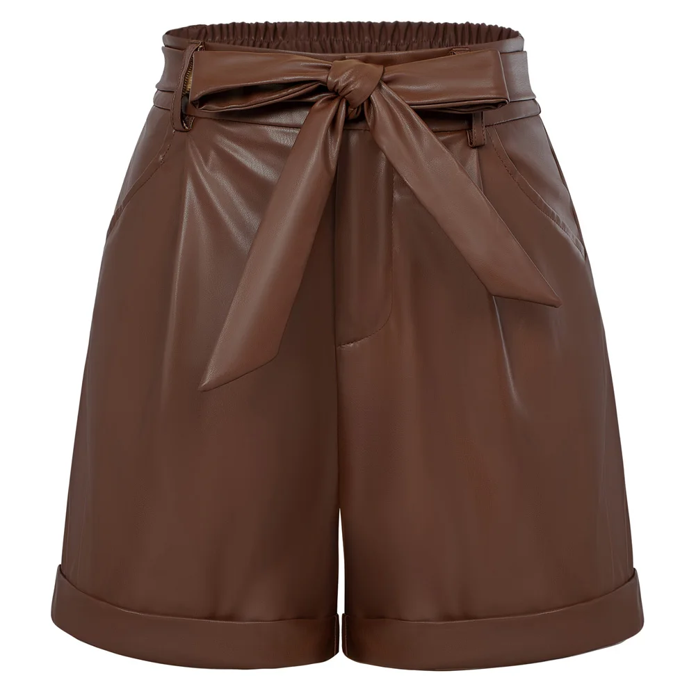 Belle Poque Women Polyurethane Leather Shorts Elastic Waist Fold-up Leg Opening Shorts With Pockets
Belle Poque Women Polyurethane Leather Shorts Elastic Waist Fold-up Leg Opening Shorts With Pockets