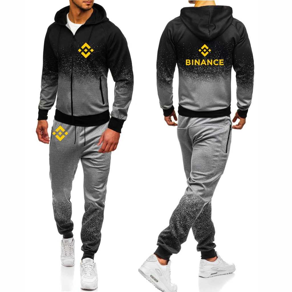 

Binance Crypto 2023 Men's New Gradient Color Printed Spring Autumn Harajuku Jackets Sports Hip Hop Hoodies Popular Casual Suits