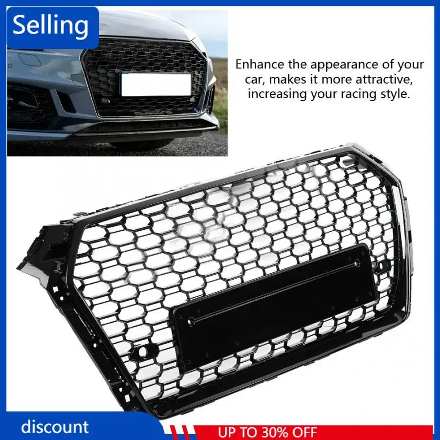

Car Auto Bumper Grille Front Sport Hex Mesh Honeycomb Hood Grill Gloss Black for A4/S4 B9 2017 2018 2019 For RS4 Style fast