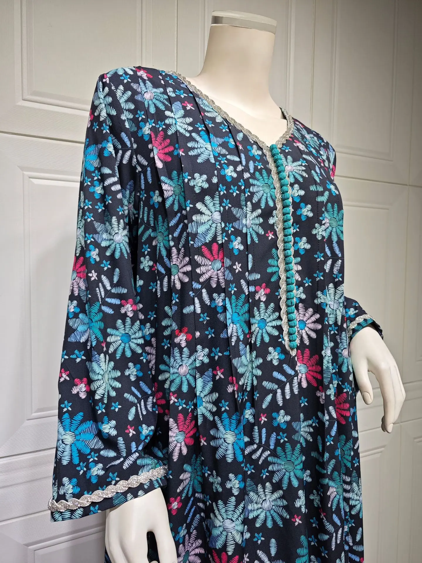 فستان عباية إسلامية للنساء ، مطبوع بالورود ، الماس ، الجلابية ، فساتين حفلات المغرب ، قفطان إسلام فيستدوس ، رداء عربي طويل ، دبي فستان عباية إسلامية للنساء ، مطبوع بالورود ، الماس ، الجلابية ، فساتين حفلات المغرب ، قفطان إسلام فيستدوس ، رداء عربي طويل ، دبي