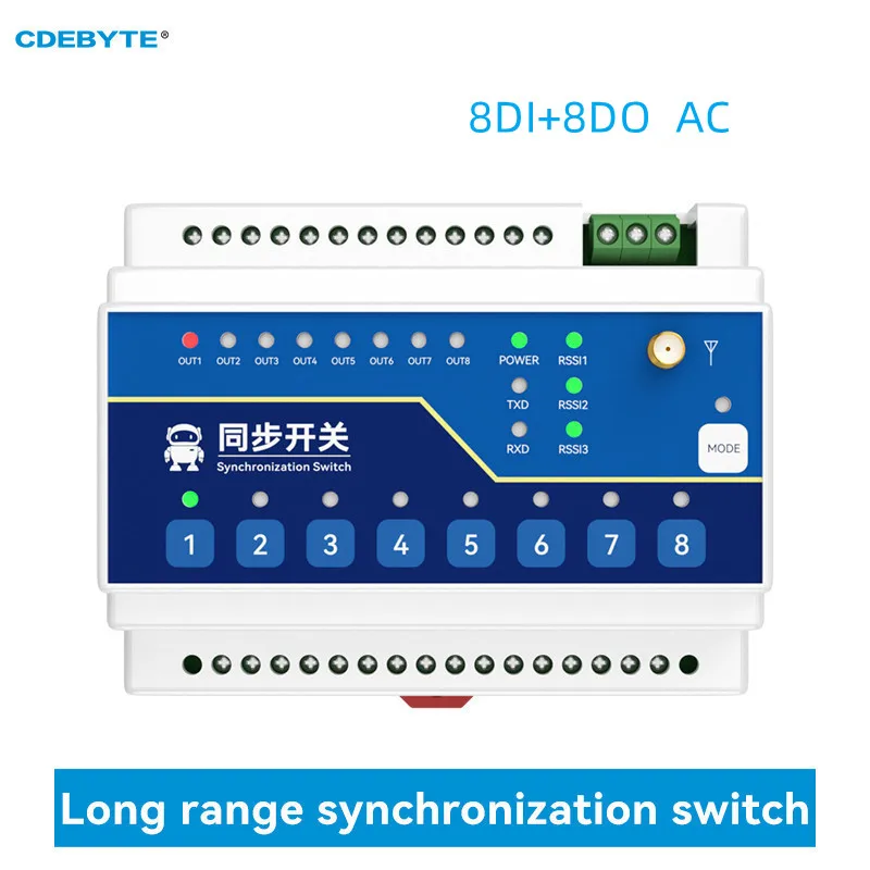 

LoRa 433MHz RS485 8Way Wireless Remote Synchronized Switch CDEBYTE E860-DTU(8080-400SL)A 10KM 8 Digital Inputs/Output AC85-265V