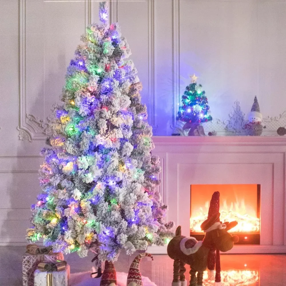 Pre-Lit Christmas Tree Artificial Snow Flocked Pine Tree Warm-White & Multicolored Lights, 8 Mode Functions,Metal Base,Home
Pre-Lit Christmas Tree Artificial Snow Flocked Pine Tree Warm-White & Multicolored Lights, 8 Mode Functions,Metal Base,Home