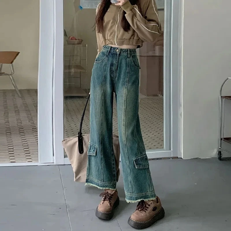 Korean High Waisted Jeans Women Clothing New Loose Straight Rough Selvedge Ankle-length Pants Streetwear Casual Fashion Pantalon
Korean High Waisted Jeans Women Clothing New Loose Straight Rough Selvedge Ankle-length Pants Streetwear Casual Fashion Pantalon