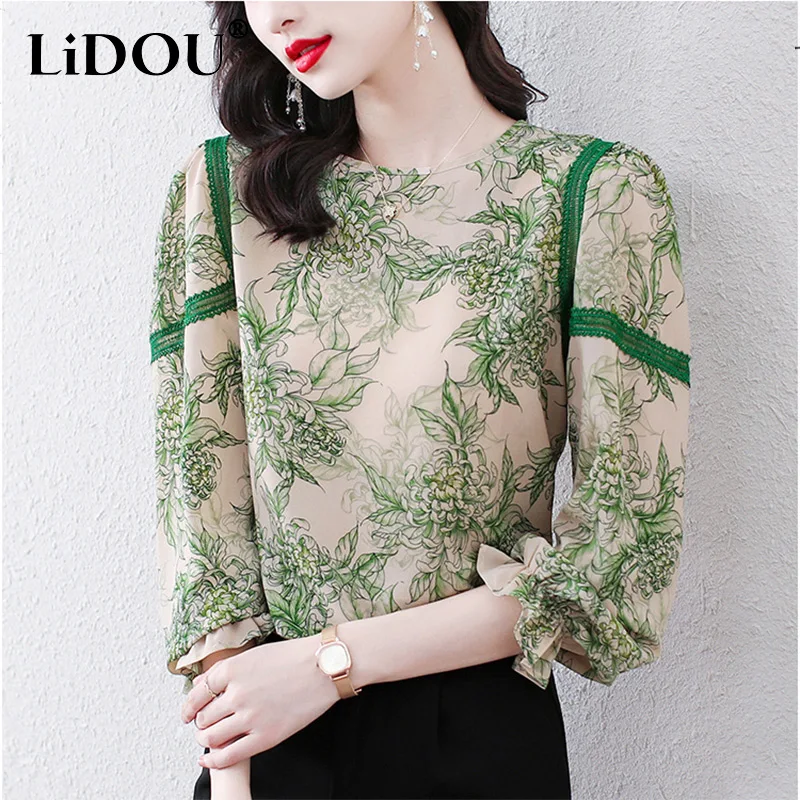 Summer O Neck Floral Printing Loose Casual Chiffon Shirt Ladies Nine Quarter Sleeves Elegant All-match Top Women Vintage Blouse
Summer O Neck Floral Printing Loose Casual Chiffon Shirt Ladies Nine Quarter Sleeves Elegant All-match Top Women Vintage Blouse