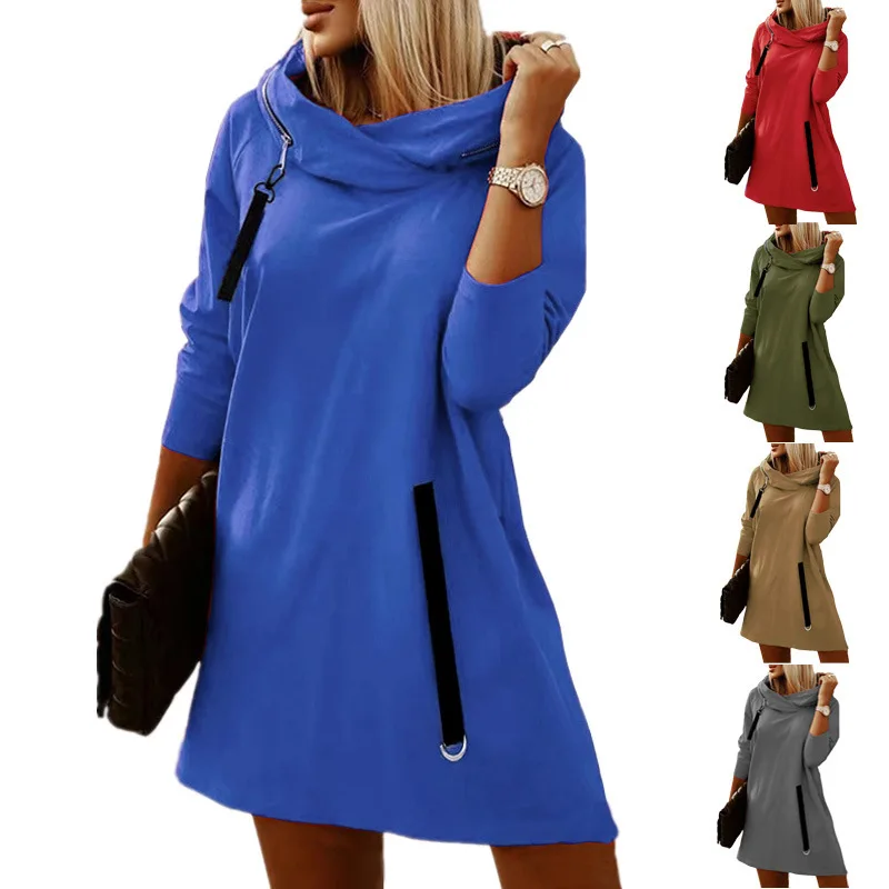 Autumn and Winter New Women's Loose Zipper Hooded Long Sleeve Dress Female and Lady Casual Party Dresses
Autumn and Winter New Women's Loose Zipper Hooded Long Sleeve Dress Female and Lady Casual Party Dresses