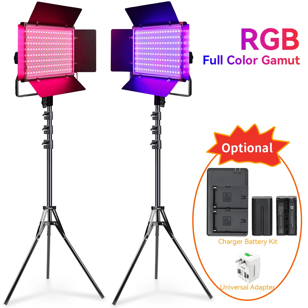 RGB LED Video Light Kits with Remote Control 360° Full Color Dimmable Bi-Color 2500K~9500K CRI 95+ LED Lamp Panel Fill Lighting
RGB LED Video Light Kits with Remote Control 360° Full Color Dimmable Bi-Color 2500K~9500K CRI 95+ LED Lamp Panel Fill Lighting