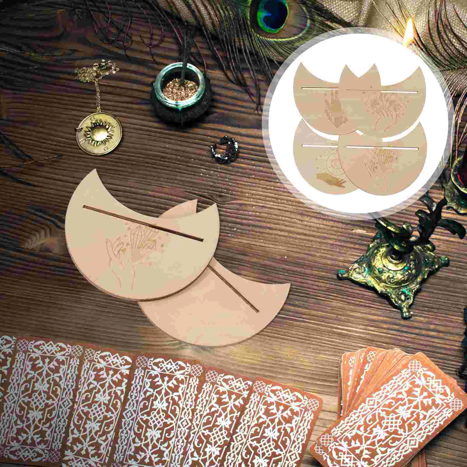 4pcs Moon Shaped Tarot Cards Stands Wooden Tarot Altar Divination Holders Tarot Racks
4pcs Moon Shaped Tarot Cards Stands Wooden Tarot Altar Divination Holders Tarot Racks