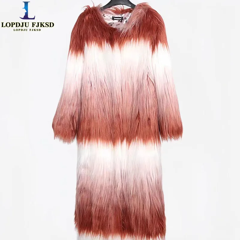 

Women's England Style Faux Mongolia Sheep Fur Long Coats, High Quality, Loose, Thicken, Warm, Female Overcoat, Winter, New, 2023