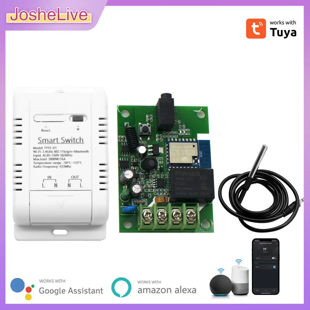 

Wifi Temperature Switch 16a Tuya Smart Rf433 Intelligent Thermostat Ds18b20 Temperature Sensor Waterproof Real-time Monitor