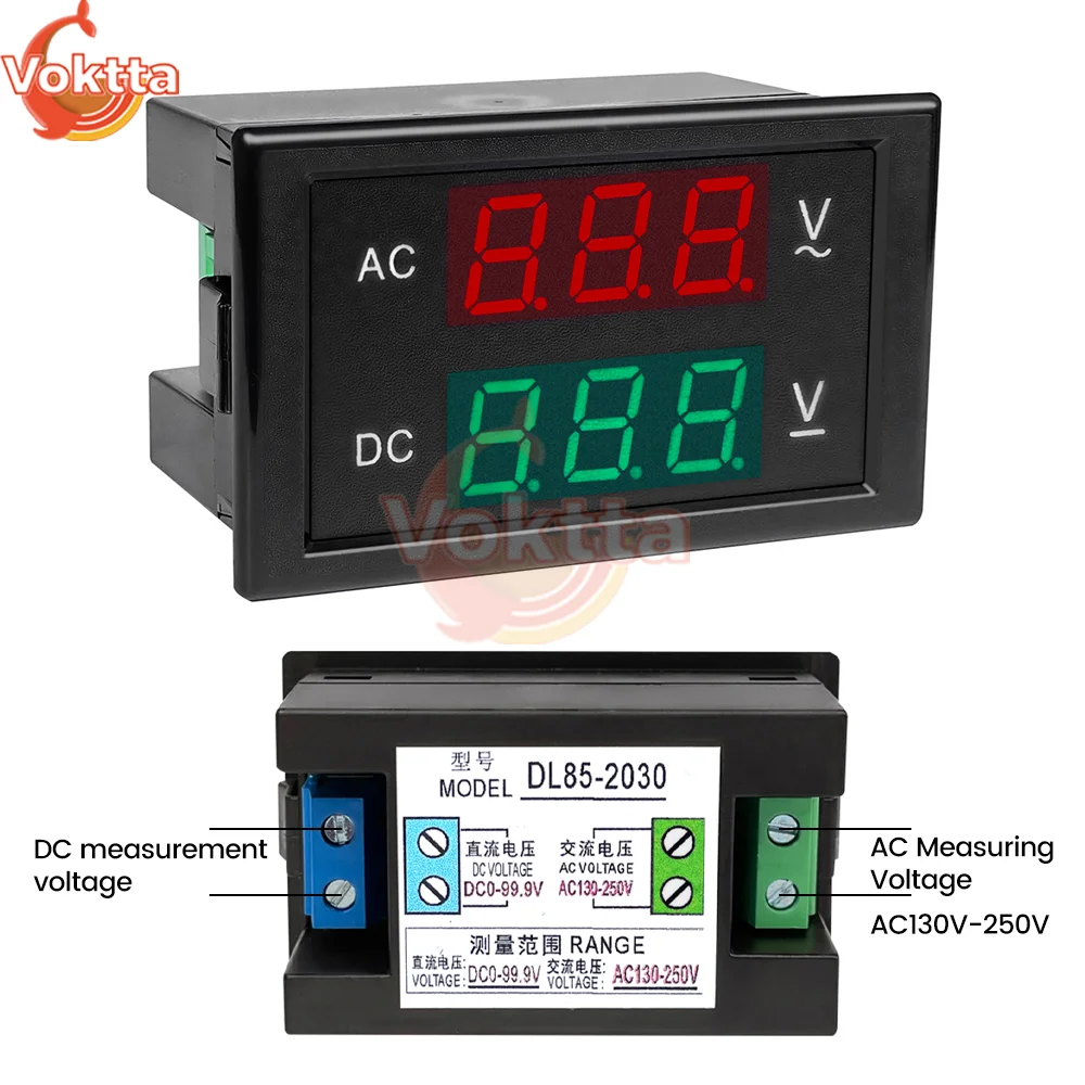 

AC DC LED Digital Voltmeter Ammeter Dual Display Voltage Current Meter Panel Voltage Tester for Car Boat AC 80-150V DC 0-99.9V