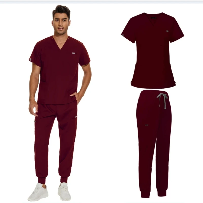 

Beauty Workwear Men Medical Nurses Uniform Surgical Scrubs Set Spa Tops Pants Clinic Carer Nursing Uniforms Jogger Suits