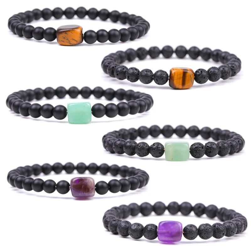 15pcs 6mm 8mm Natural Black Lava Stone Matte Black Bracelet Square Amethyst Aventurine Tiger Eye Bracelets for Women Men jewelry
15pcs 6mm 8mm Natural Black Lava Stone Matte Black Bracelet Square Amethyst Aventurine Tiger Eye Bracelets for Women Men jewelry