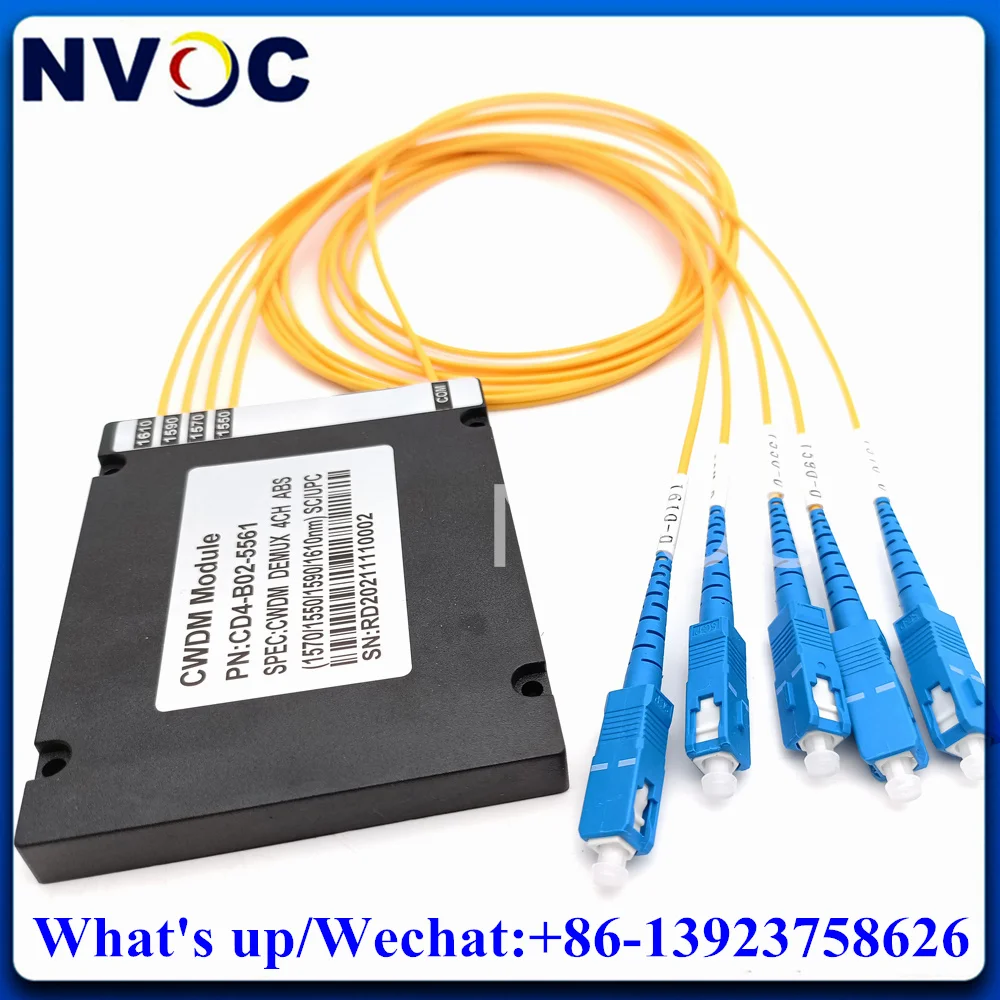 

4Ch Fiber Optic CWDM Mux Demux Module 1270-1610nm 4Way Single Fibre 2.0mm ABS Box 1M Cable with SC/FC/LC/ST Optical Connector