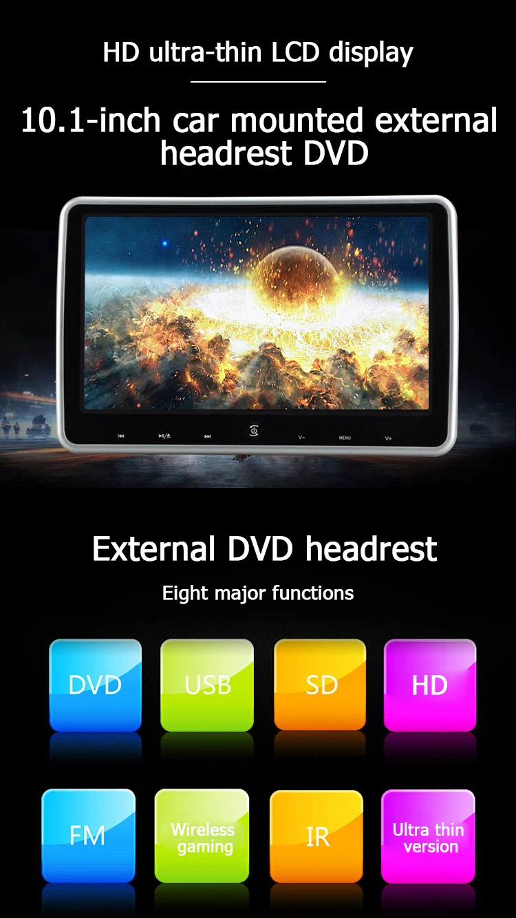 رقيقة جدا شاشة الكريستال السائل 10.1 بوصة سيارة مسند الرأس رصد AV لاعب مرآة ربط FHD1080P شاشة فيديو مع USB/SD الوسائط المتعددة 20 رقيقة جدا شاشة الكريستال السائل 10.1 بوصة سيارة مسند الرأس رصد AV لاعب مرآة ربط FHD1080P شاشة فيديو مع USB/SD الوسائط المتعددة