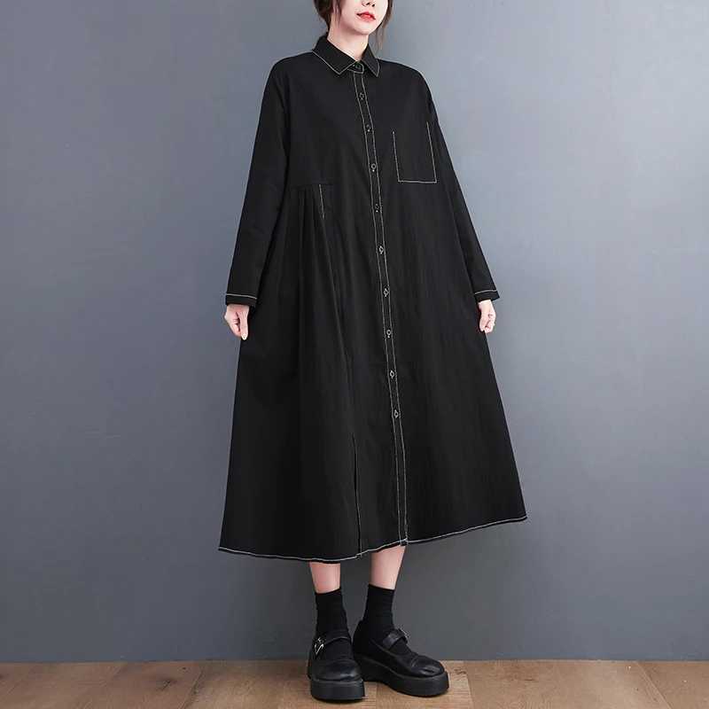 2023 New Japanese Korea Style Dark Black Chic Autumn Blouse Dress Office Lady Work Dress Fashion Women Casual Spring Midi Dress
2023 New Japanese Korea Style Dark Black Chic Autumn Blouse Dress Office Lady Work Dress Fashion Women Casual Spring Midi Dress