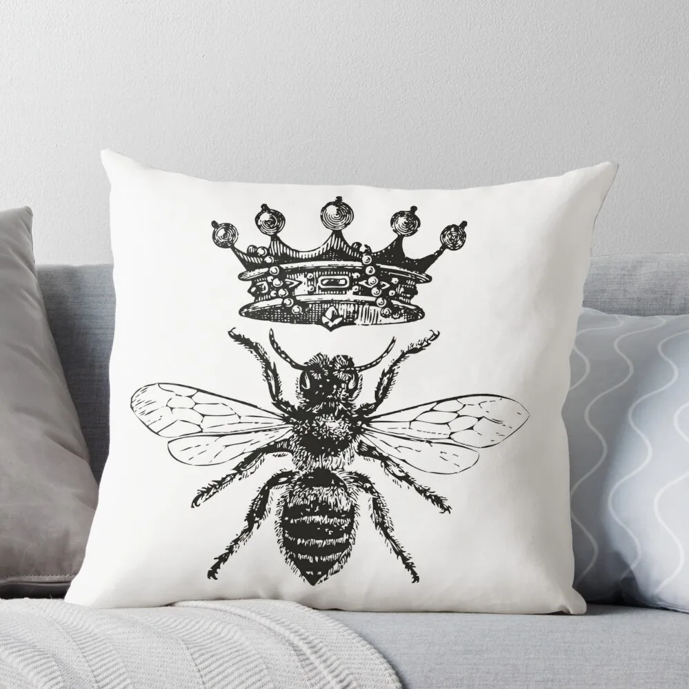 

Queen Bee Vintage Honey Bees Black and White Throw Pillow ornamental pillows Custom Cushion autumn decoration