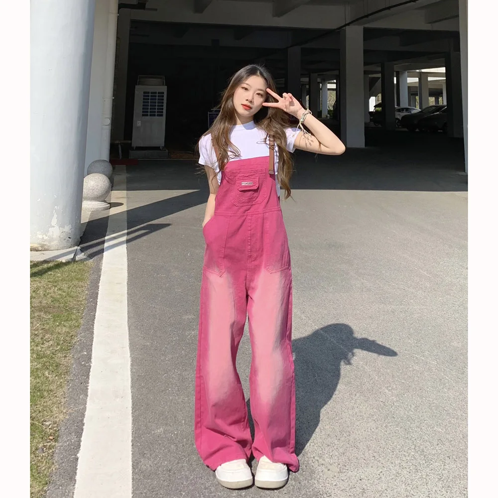 Casual Loose Women Overalls Denim Pants High Waist Suspender Trousers Female Red Jeans Streetwear Wide Leg Pants Jumpsuit 
Casual Loose Women Overalls Denim Pants High Waist Suspender Trousers Female Red Jeans Streetwear Wide Leg Pants Jumpsuit