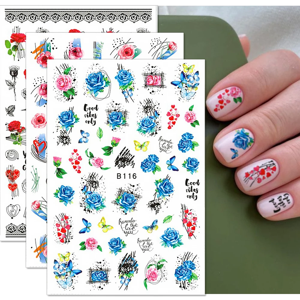 3D Flower Nail Stickers Spring Rose Floral Design Abstract Leaf Geometry Line Sliders For Nail Decals Manicure Wrap Decoration
3D Flower Nail Stickers Spring Rose Floral Design Abstract Leaf Geometry Line Sliders For Nail Decals Manicure Wrap Decoration