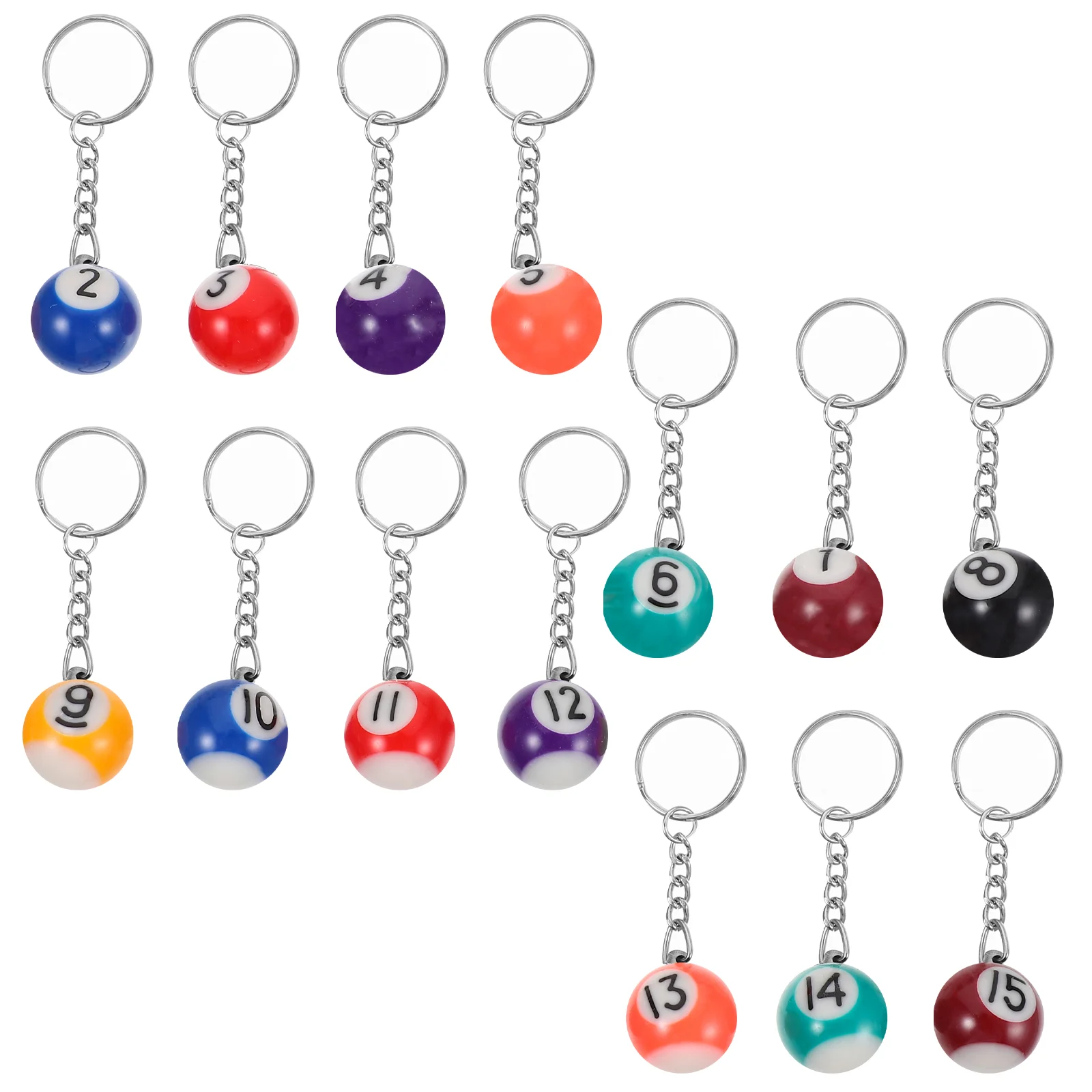 

16 Pcs Billiards Keychain Hanging Decors Small Keychains Ornaments Gift Delicate Alloy Rings