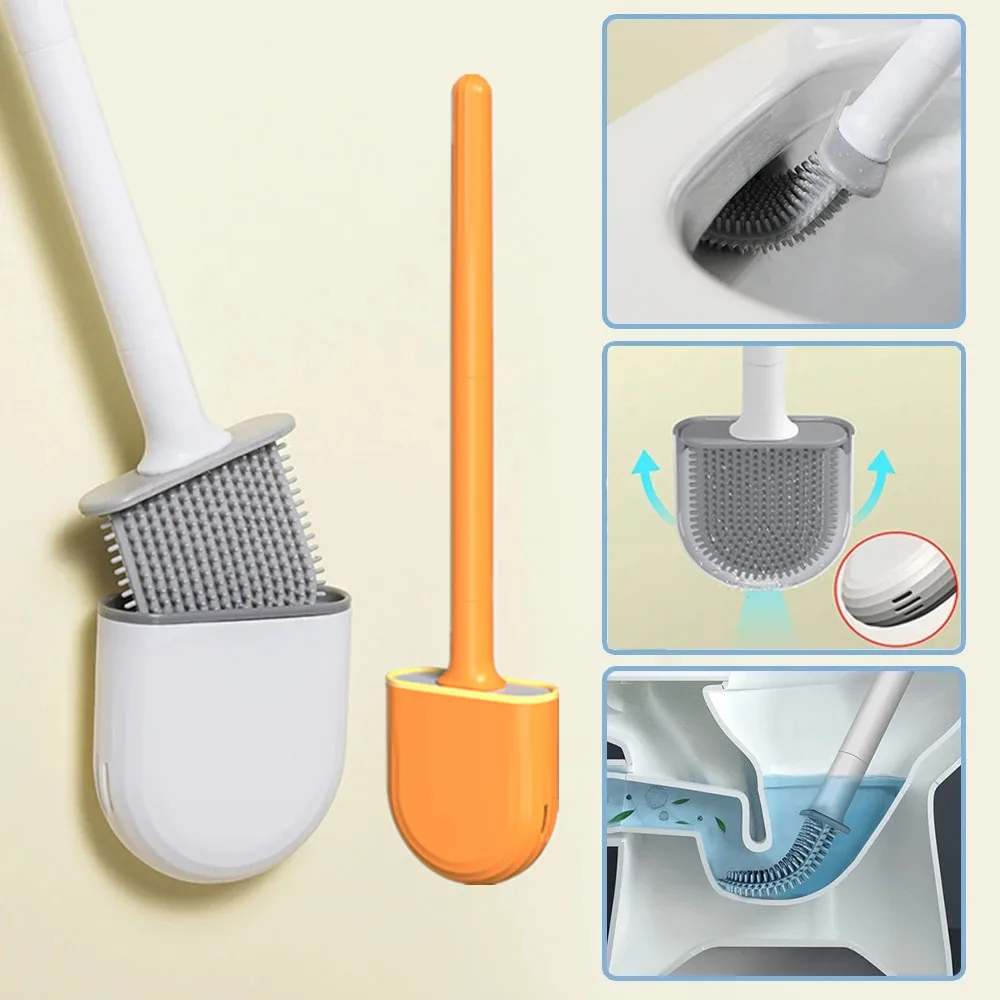 Breathable Toilet Brush Flexible Silicone Toilet Brush With Quick Drying Holder Wall Mounted Bathroom Cleaning Tools
Breathable Toilet Brush Flexible Silicone Toilet Brush With Quick Drying Holder Wall Mounted Bathroom Cleaning Tools