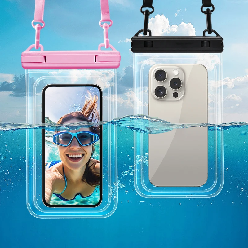 

HAISSKY New Crossbody Waterproof Phone Pouch Beach Swimming Surfing Boating Touch Screen Pouch Dry Bag With Adjustable Lanyard